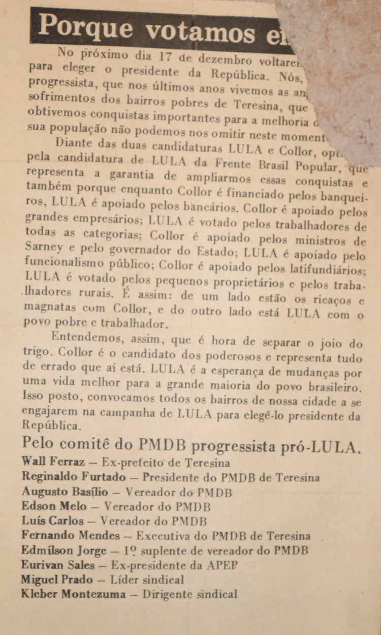 Aqueles que no futuro seriam tucanos, já votaram em Lula