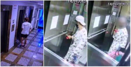 Bandido tirou selfie no elevador com roupão da vítima