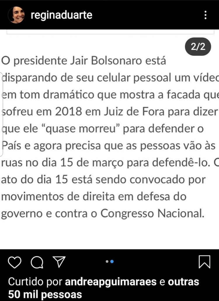 Post de Regina Duarte