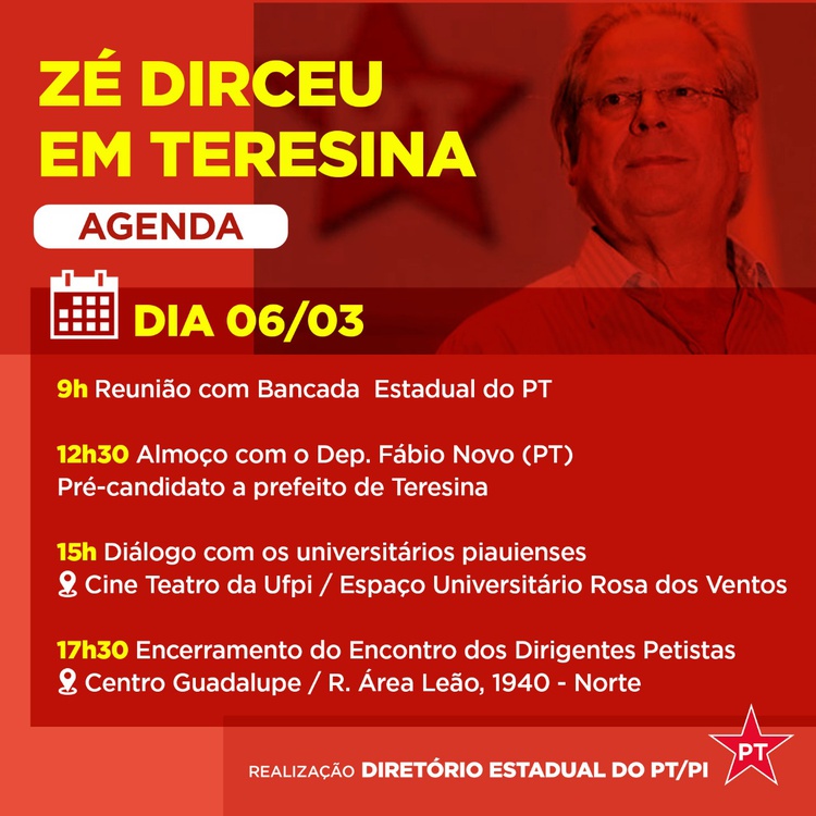 Agenda Zé Dirceu em Teresina