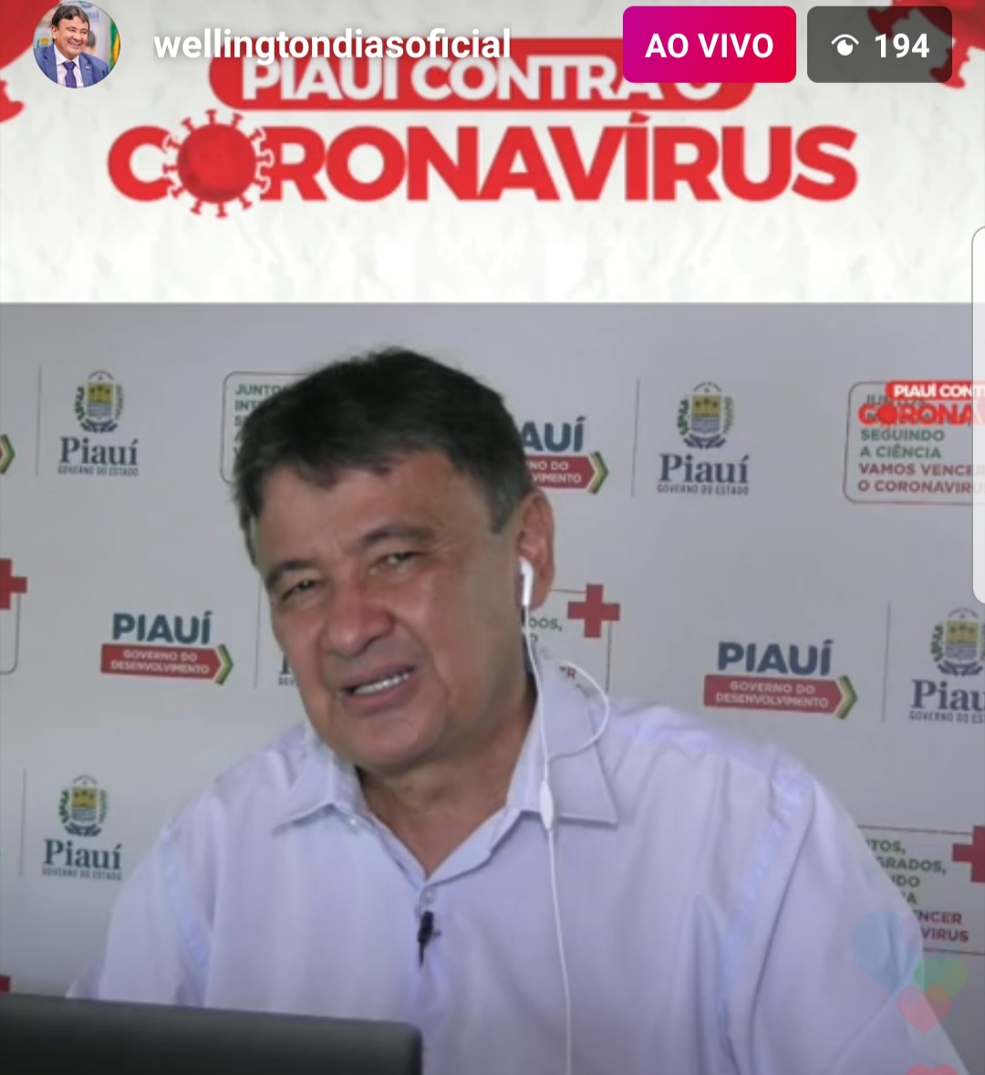 Governador Wellington Dias avalia hoje a possibilidade de lockdown proposta pelo prefeito Firmino Filho