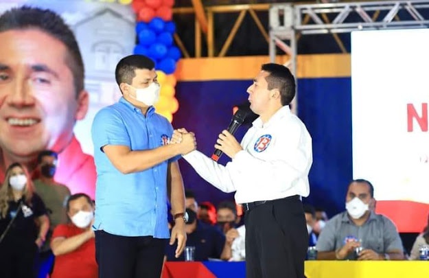 Atual prefeito de Cocal, Rubens Vieira, e o atual vice-prefeito e candidato Nonatinho do Sindicato (PT)