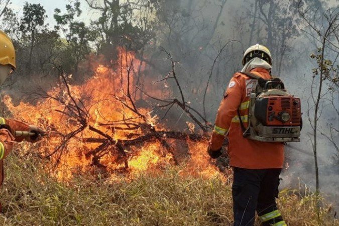 Bombeiros combatem incêndio florestal em área de proteção do Palácio do Jaburu nesta segunda (27)