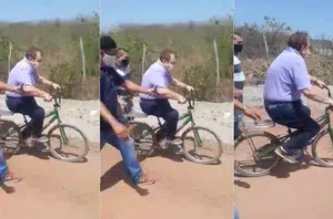 O político andou de bicicleta e arrancou gargalhadas da população(Parlamento Piauí)