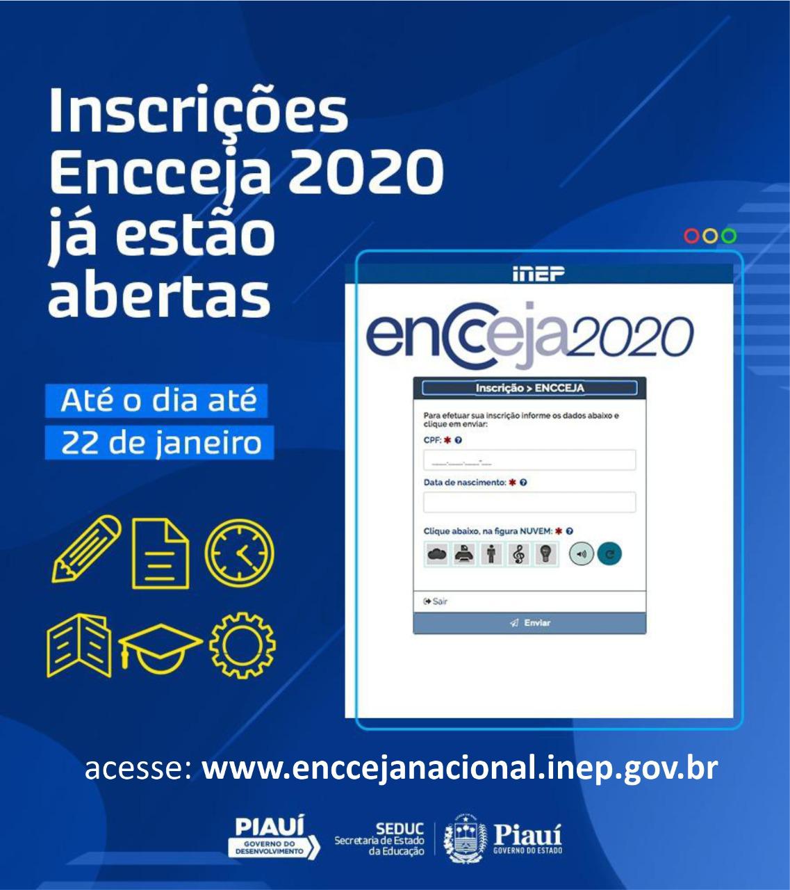 Encceja 2020 iniciou inscrições