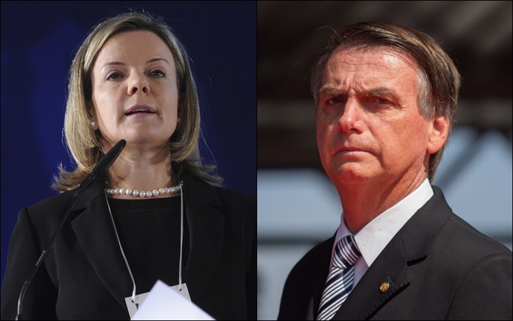 Gleisi Hoffmann e Bolsonaro