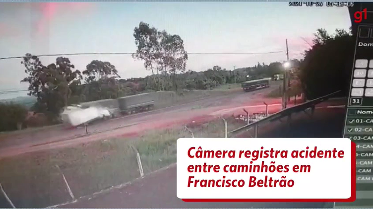 Vídeo da impressionante batida de frente entre 2 caminhões