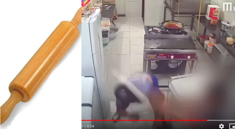 Funcionário reage a tentativa de assalto com rolo de pizza. Veja vídeo