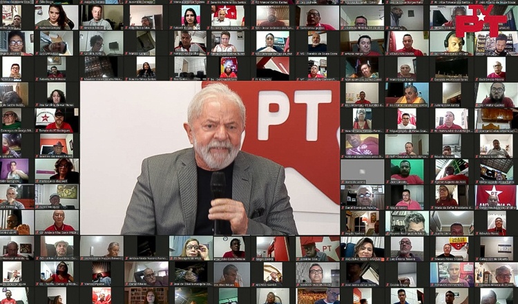 Lula em reunião virtual
