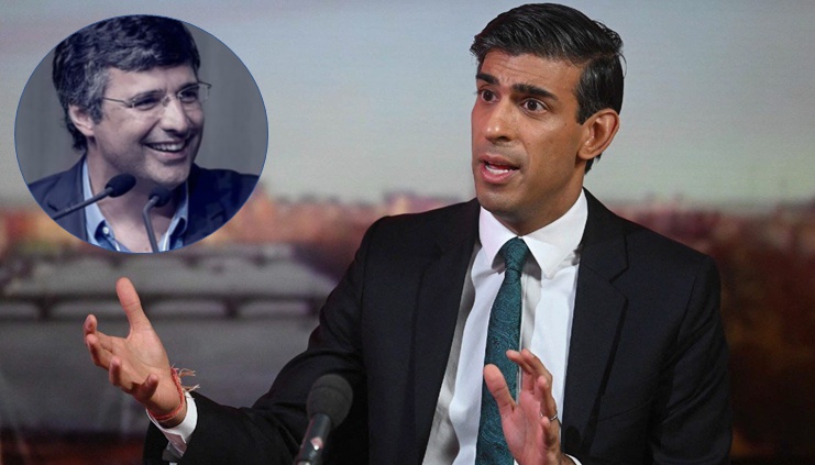 Rishi Sunak na imagem maior e André Esteves