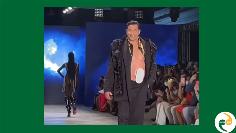 Luciano Szafir desfila com bolsa de colostomia na SP Fashion Week; veja vídeo