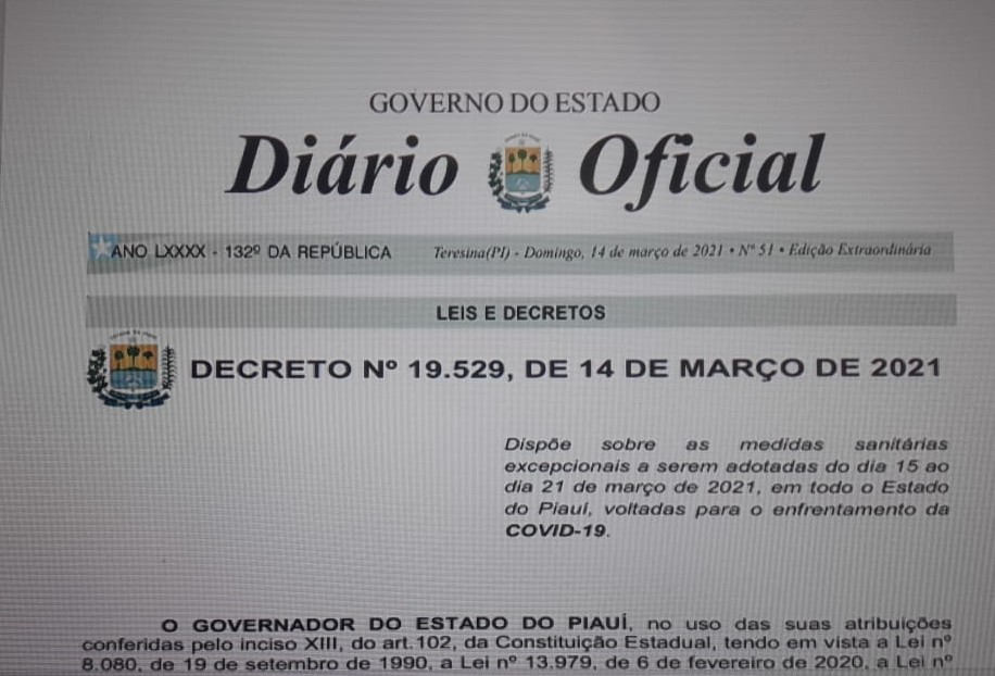 Veja Decreto com as medidas restritivas desta semana