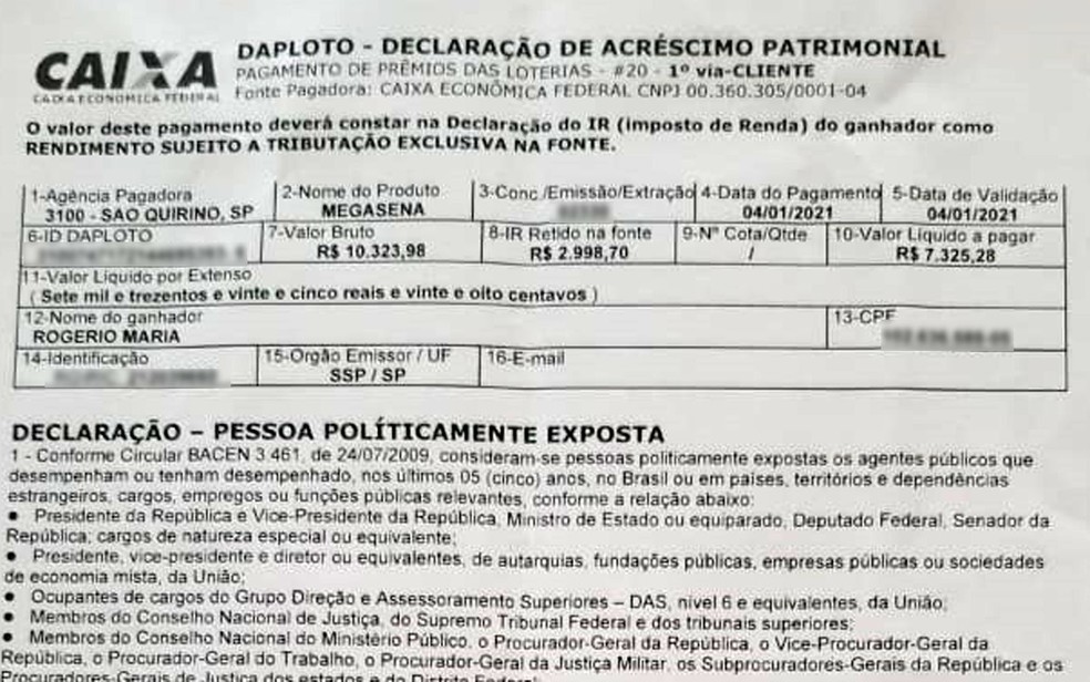 Rogério teve covid, ficou em coma e depois ganhou na mega-sena