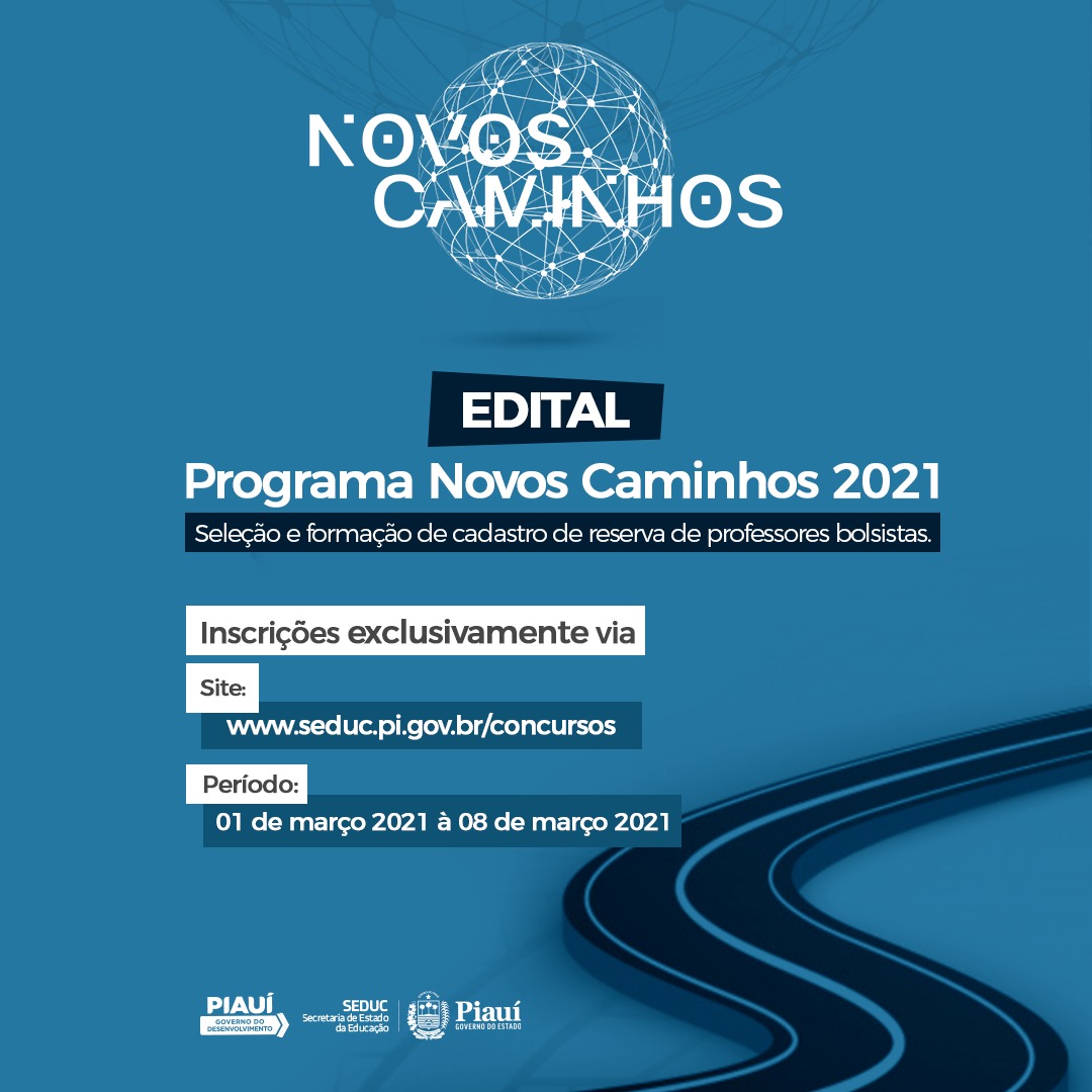 Seduc publica edital para seleção de professores do Programa Novos Caminhos