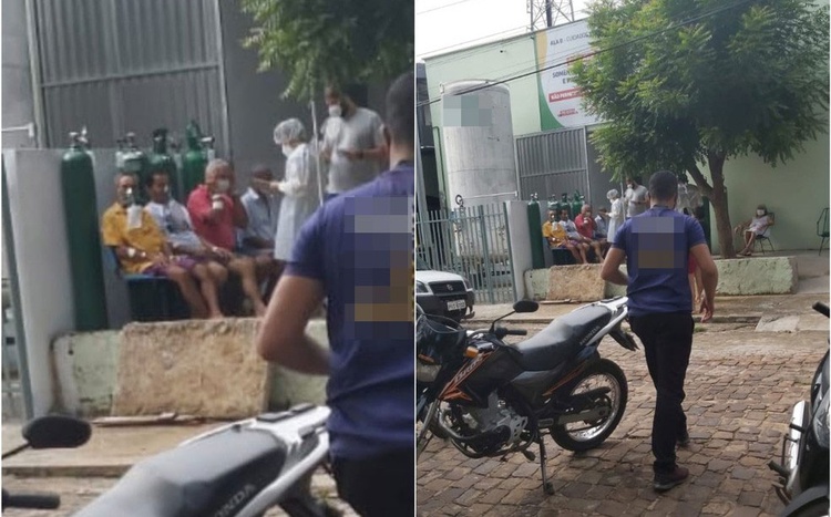 Pacientes com Covid-19 tomam banho de sol no hospital sem distanciamento