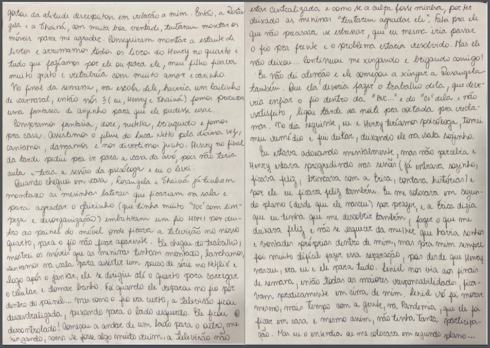 Caso Henry Borel: carta de Monique Medeiros (parte 11) — Foto: Reprodução