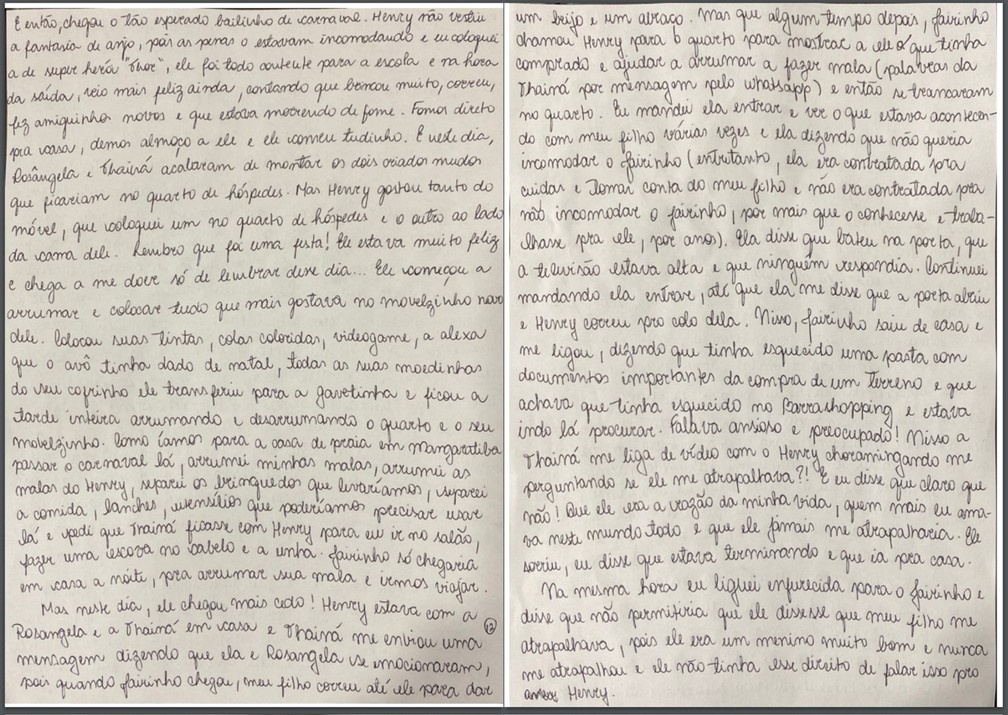 Caso Henry Borel: carta de Monique Medeiros (parte 12) — Foto: Reprodução
