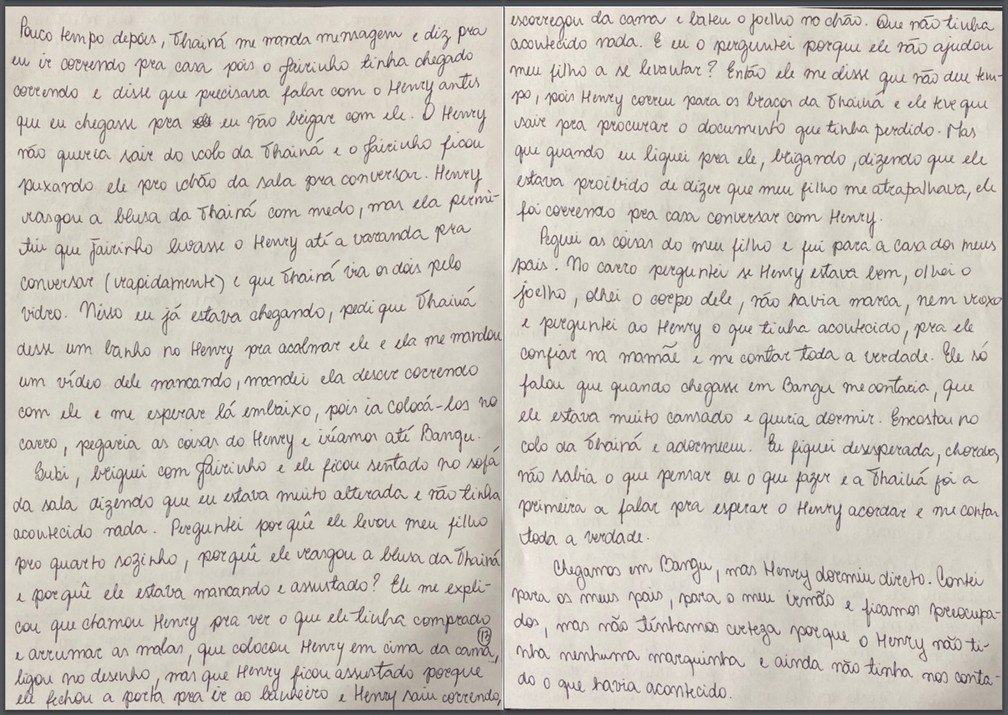Caso Henry Borel: carta de Monique Medeiros (parte 13) — Foto: Reprodução