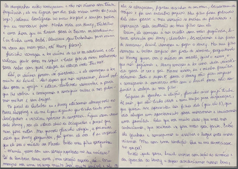 Caso Henry Borel: carta de Monique Medeiros (parte 3) — Foto: Reprodução