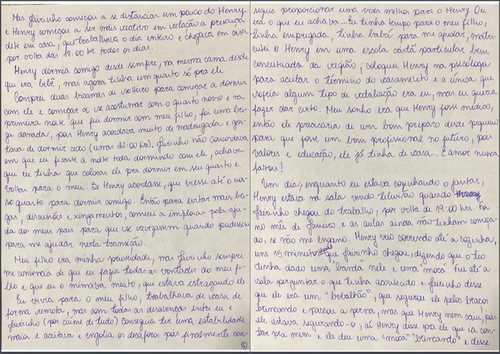 Caso Henry Borel: carta de Monique Medeiros (parte 6) — Foto: Reprodução