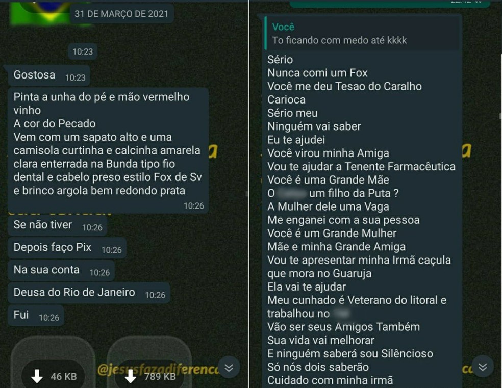 Em março, comandante conseguiu o telefone da soldado e passou a enviar mensagens de cunho sexual