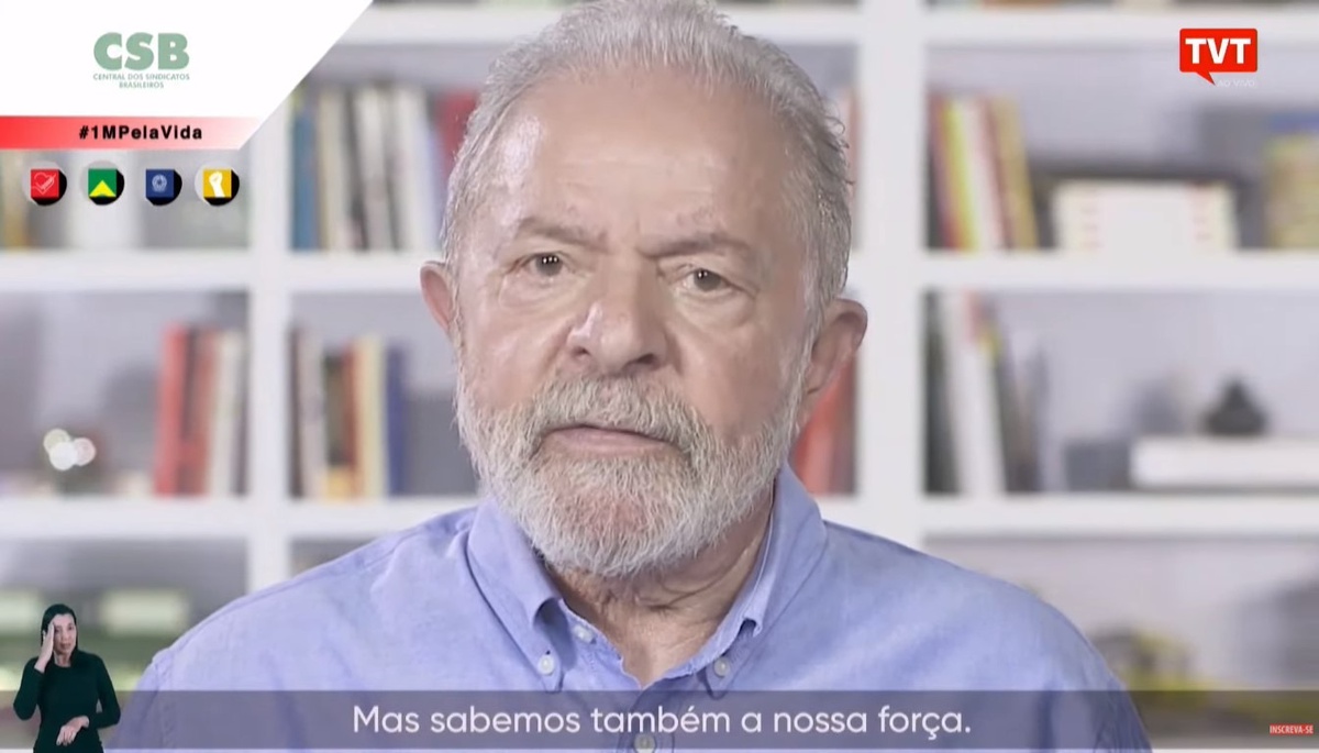 Lula no evento virtual do 1º de maio