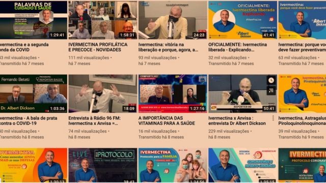 YouTube removeu 12 vídeos do canal de Dickson por conteúdo que disseminava informações médicas incorretas