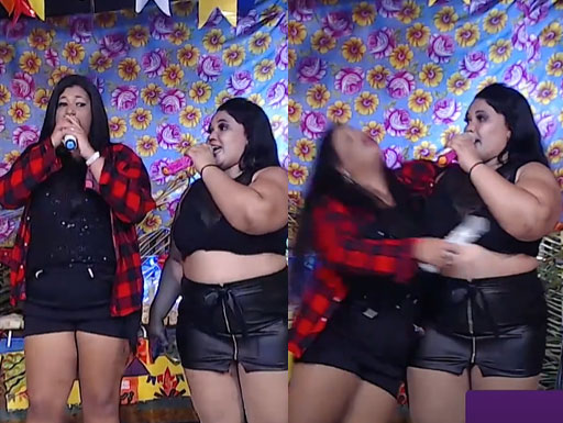 Cantora desmaia no palco e amiga pede para show continuar