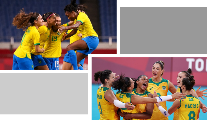 Mulheres do Brasil no vôlei e no futebol vencem e avançam