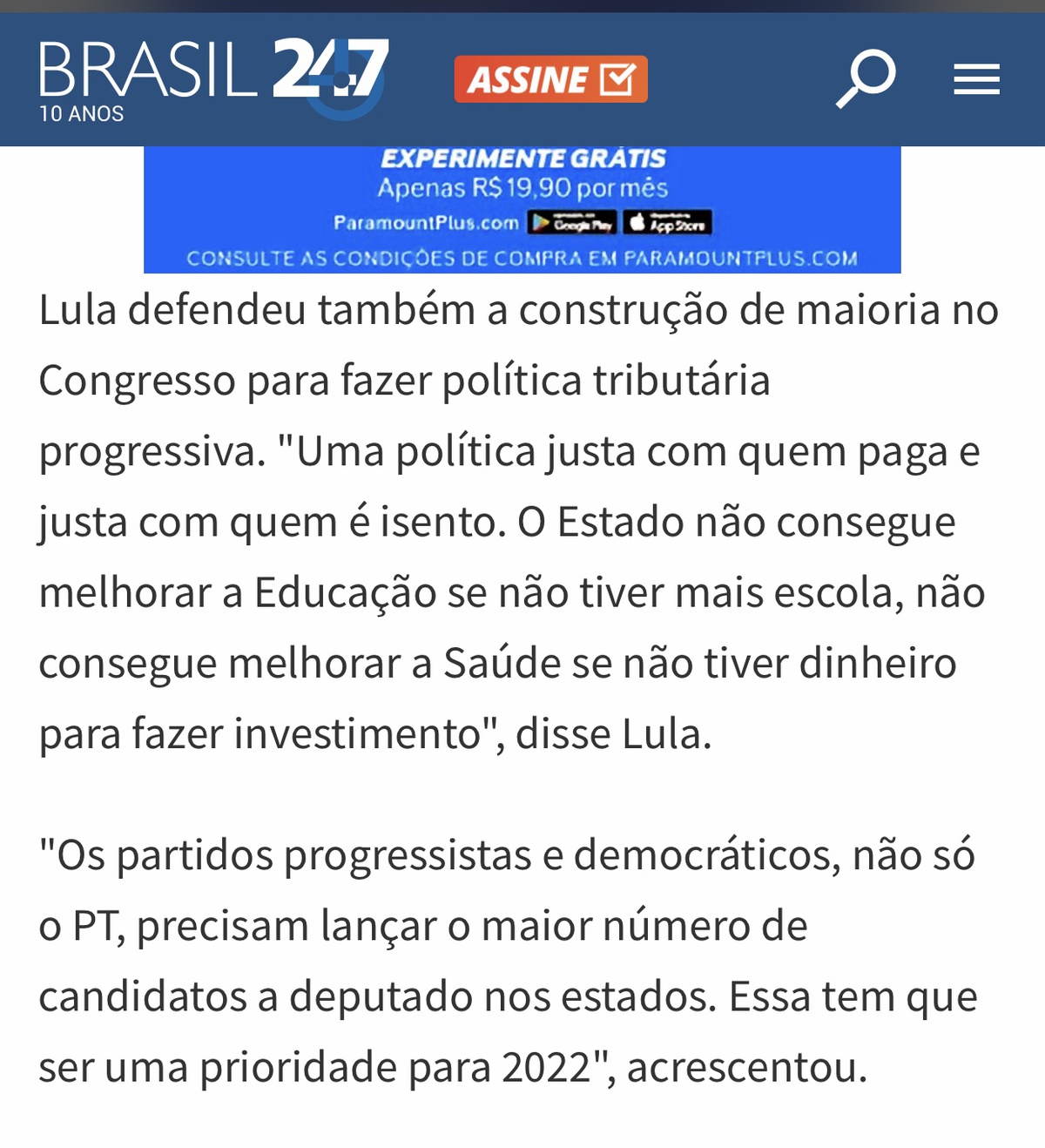 Resposta de Lula ao Pensar Piauí