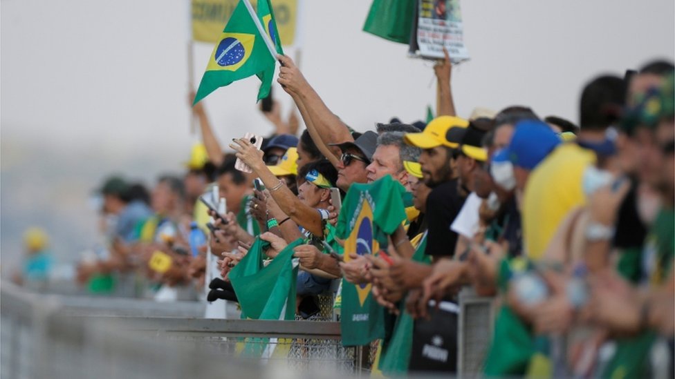 Apoiadores de Bolsonaro em frente ao Palácio do Planalto, em Brasília, na véspera do 7 de setembro