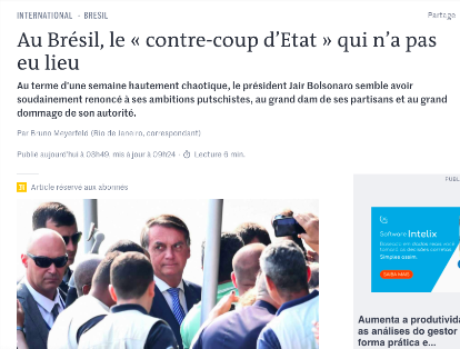 “Bolsonaro sai humilhado de golpe fracassado”, diz Le Monde