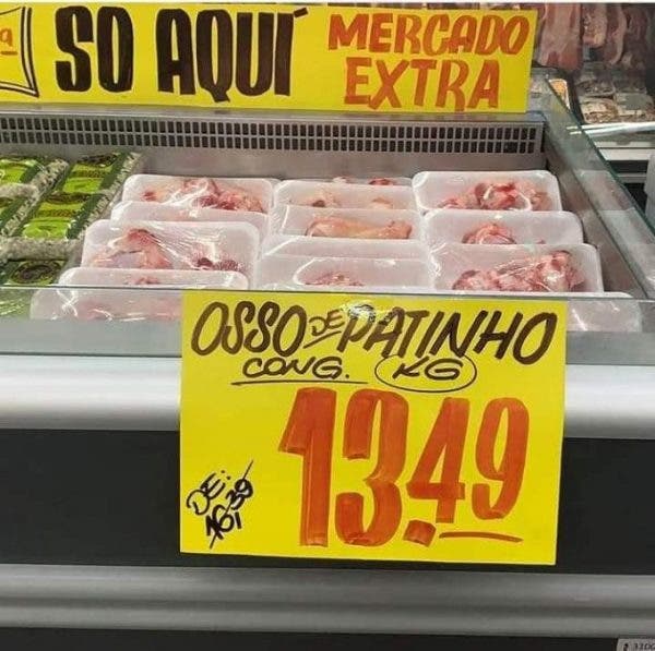 Tempos de Bolsonaro: osso de patinho custa R$ 13,49 o quilo na promoção