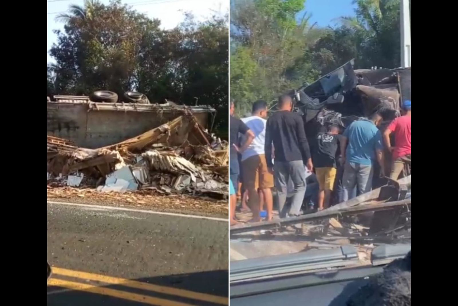 Vídeo: caminhão carregado de cerâmica tomba e deixa três mortos na PI-112