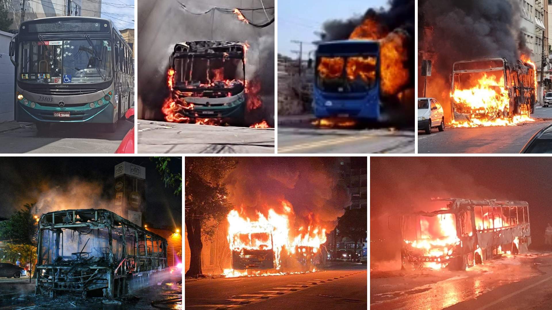 Dia de terror em Vitória-ES: ônibus e carro de reportagem incendiados