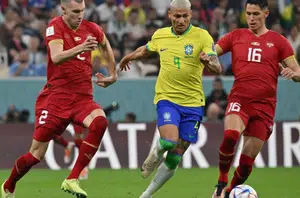 Brasil x Sérvia pela Copa do Mundo(Reproduçãoo/AFP)