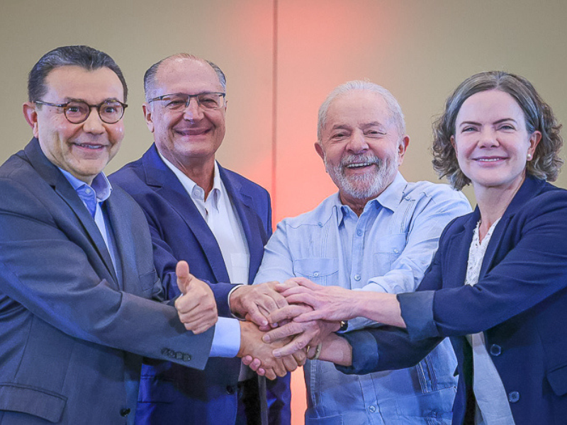 Carlos Siqueira (PSB), Geraldo Alckmin (PSB), Lula (PT) e Gleisi Hoffmann (PT)