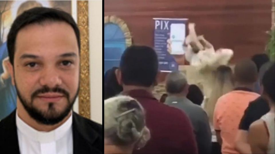 Padre bolsonarista Danilo Joaquim Costa Neto abandona missa em Nerópolis (GO)