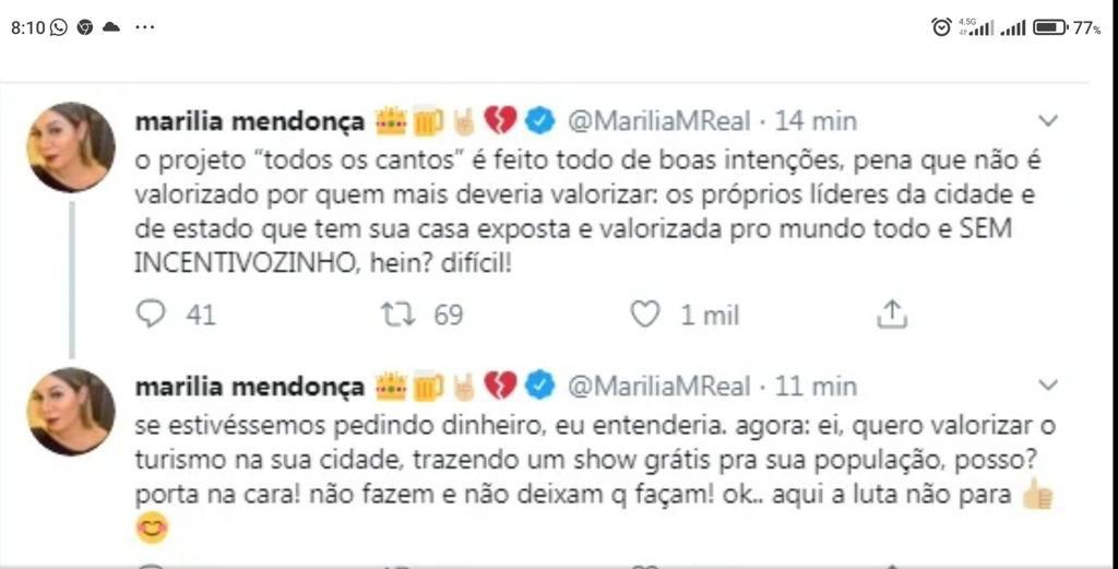 Comentários de Marília Mendonça