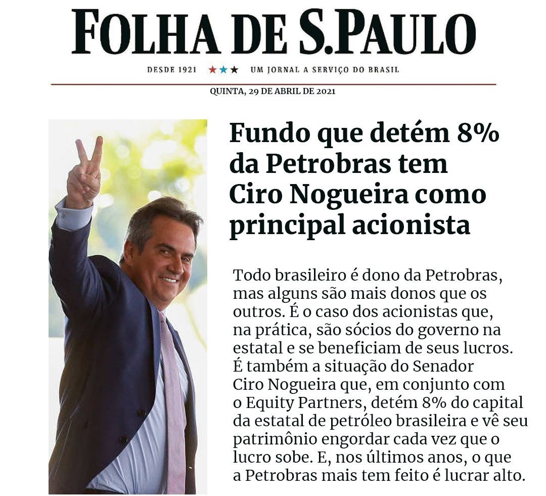 Todo brasileiro é dono da Petrobras. Ciro Nogueira é mais dono ainda