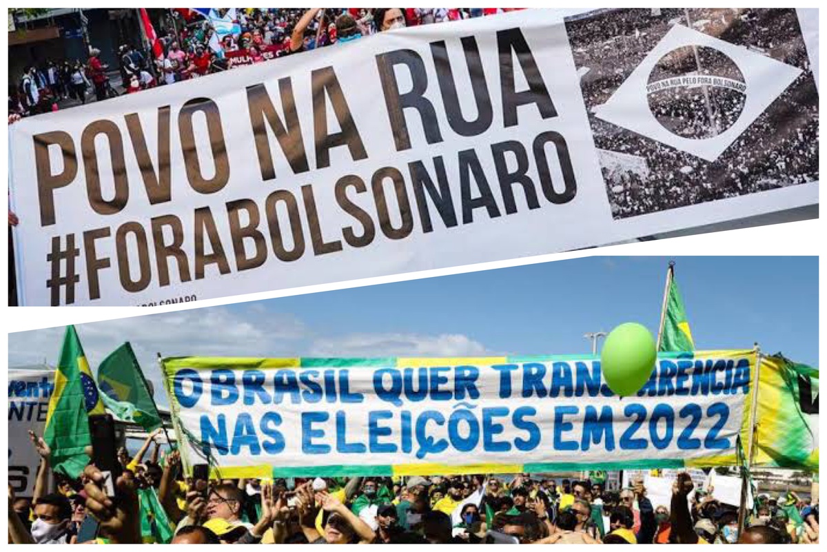 Manifestações contra e a favor de Bolsonaro