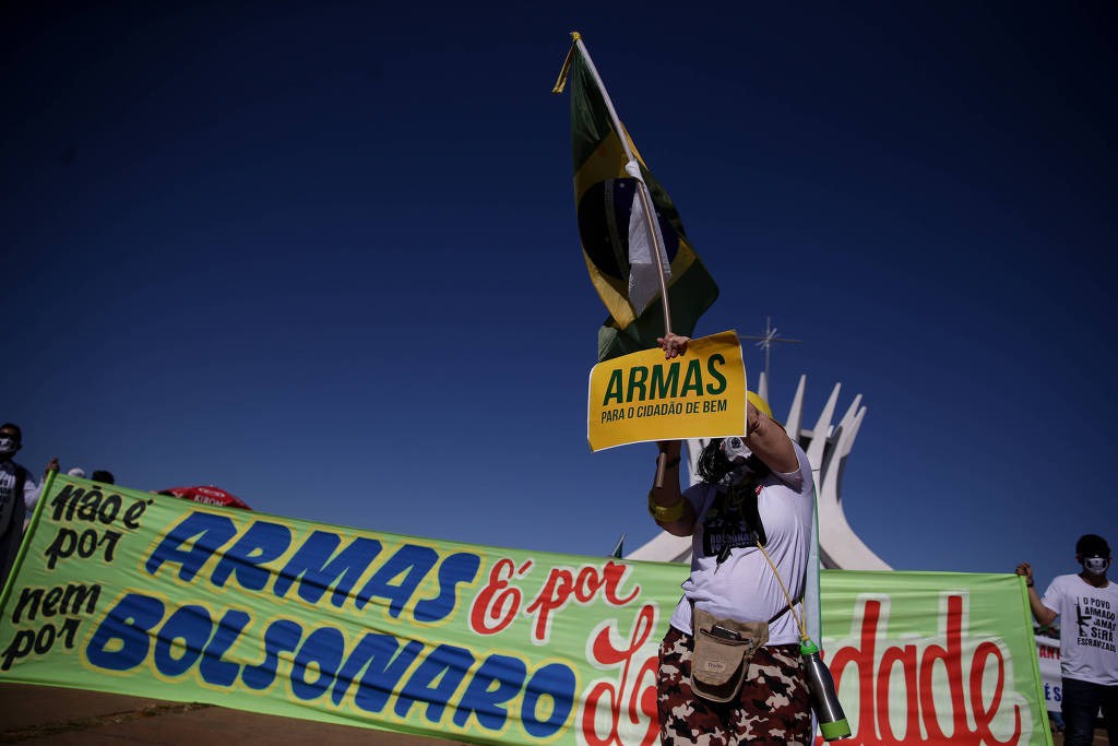 Protesto pró-armas na Esplanada dos Ministérios, em Brasília (DF), em julho de 2020