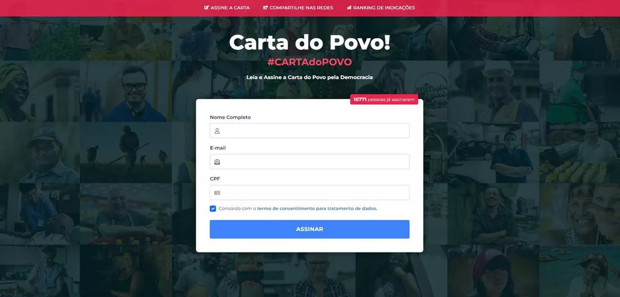 Carta do Povo já soma mais de 59 mil assinaturas em 24h