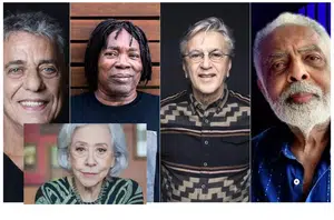Chico Buarque, Milton Nascimento, Caetano Veloso e Gilberto Gil e Fernanda Montenegro assinam carta pela democracia(Reprodução)