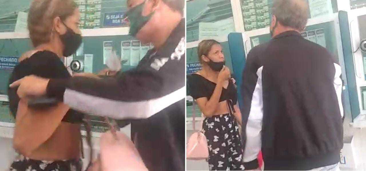 Vídeo: homem agride mulher grávida na fila de lotérica no Piauí: 'sou militar'