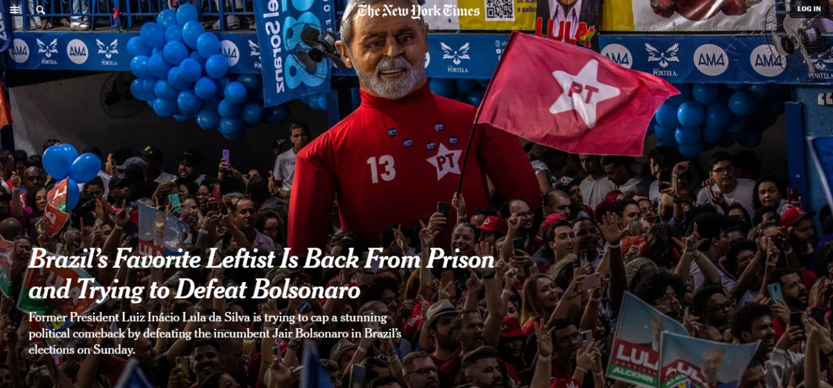 Manchete do New York Times sobre Lula