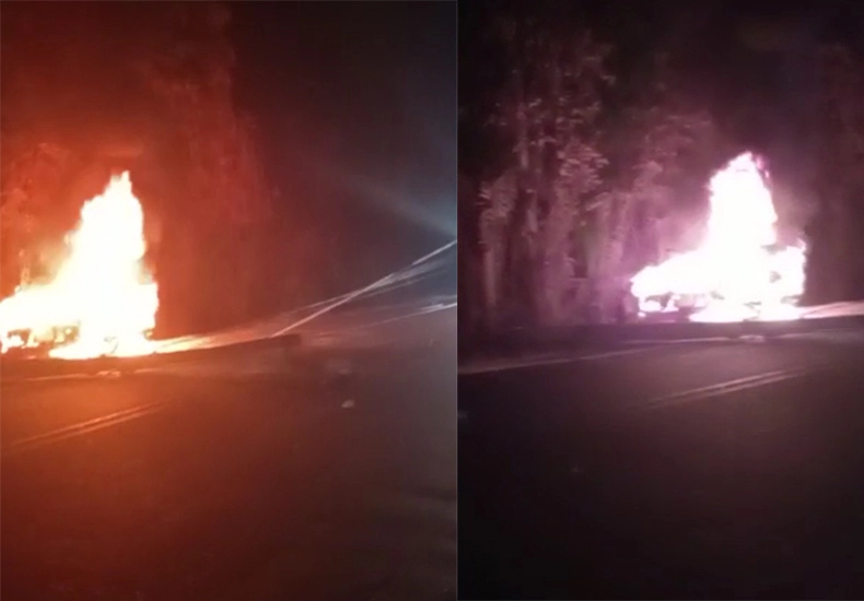 Motorista sofre queimaduras após colidir carro em poste em Teresina
