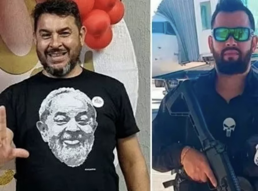 O guarda municipal Marcelo Arruda (esq) foi morto a tiros pelo policial penal Jorge Guaranho (dir), que invadiu a festa temática do PT onde a vítima fazia a festa de 50 anos em Foz do Iguaçu (PR)