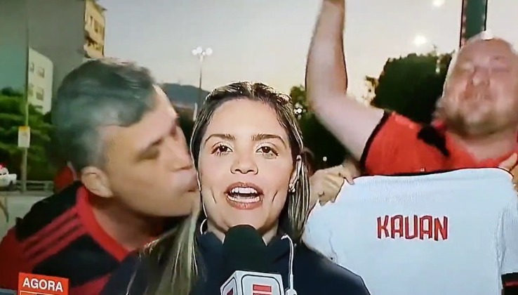 Vídeo: Torcedor do Flamengo assedia jornalista ao vivo e é preso