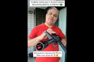 Bolsonarista usa fuzil e espingarda para ameaçar o ministro da Justiça, Flávio Dino(Reprodução/redes sociais)